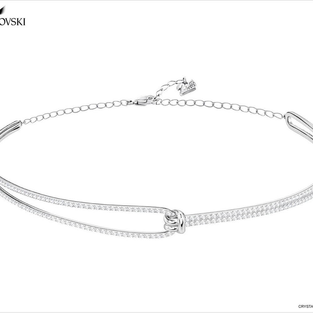 Swarovski Silver Crystal Knot Necklace